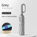 Grey Heavy Duty Fully Automatic Carabiner Umbrella with Integrated Hook Handle (Diameter 106CM) - Ultra Windproof and UV Protective Sun & Rain Umbrella