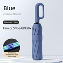 Blue Heavy Duty Fully Automatic Carabiner Umbrella with Integrated Hook Handle (Diameter 116CM) - Ultra Windproof and UV Protective Sun & Rain Umbrella