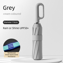 Grey Heavy Duty Fully Automatic Carabiner Umbrella with Integrated Hook Handle (Diameter 116CM) - Ultra Windproof and UV Protective Sun & Rain Umbrella
