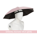 Pink Foldable Sun & Rain Umbrella Hat (Diameter 69CM) - 99% UV Potective and Wind/Rainproof Fishing Umbrella with Elastic Headband