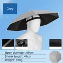 Haze Blue Foldable Sun & Rain Umbrella Hat (Diameter 69CM) - 99% UV Potective and Wind/Rainproof Fishing Umbrella with Elastic Headband