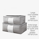 2-Pack Grey Extra Large Quilt & Clothes Storage Bag (63X43X22CM) - Breathable Wardrobe Organizer with Clear Window & Double Zippers