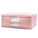 2-Pack Pink Large Quilt & Clothes Storage Bag (63X43X22CM) - Breathable Wardrobe Organizer with Clear Window & Double Zippers