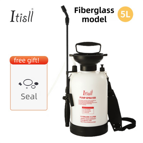 5L Professional Shoulder-Strap Pressure Sprayer with Fiberglass Wand  - Multi-Purpose Manual Pump Mister for Garden & Car Wash