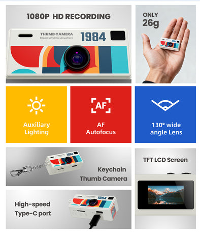 G6 Red Ultra-Mini Thumb Camera with 32GB Card, Card Reader & Adapter - HD Instant Pocket-Sized Action Cam for Students & Kids