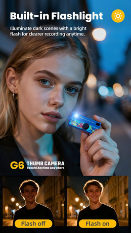 G6 Yellow Ultra-Mini Thumb Camera with 32GB Card, Card Reader & Adapter - HD Instant Pocket-Sized Action Cam for Students & Kids
