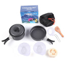 8-Piece Black Lightweight Outdoor Camping Cookware Set - 1/2 Person Portable High-Efficiency Thermal Cooking Nested Kit