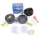 8-Piece Green Lightweight Outdoor Camping Cookware Set - 1/2 Person Portable High-Efficiency Thermal Cooking Nested Kit