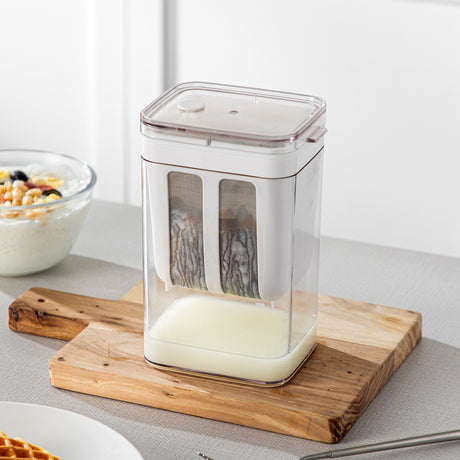 White Premium Greek Yogurt Strainer with Removable 304 Stainless Steel Fine Mesh & Transparent Airtight Storage Container