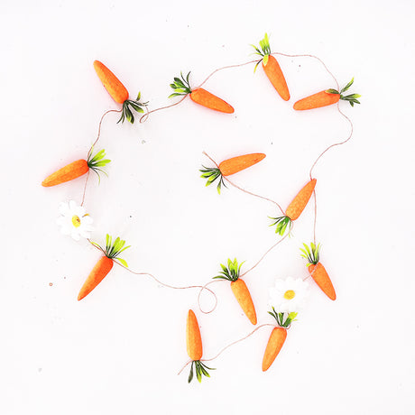 2-Pack 125CM Easter Carrot Hemp Rope Hanging Bunting - Festive Rabbit & Garden Themed Party Decoration