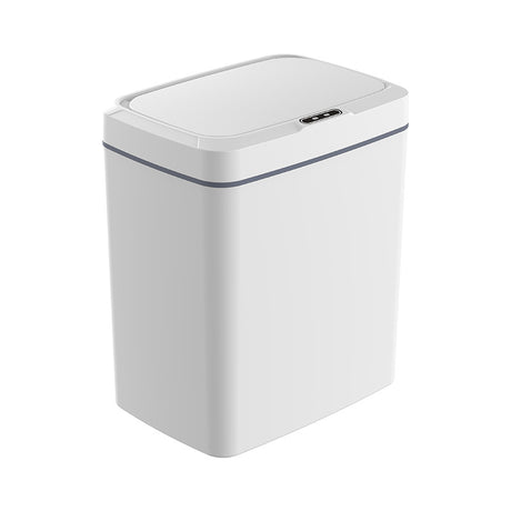 White Intelligent Dual-Sensor Trash Can (Hand-Wave & Knee-Bend) - Slim-Fit Touchless Battery-Powered Bin for Bathroom & Kitchen