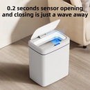White Intelligent Dual-Sensor Trash Can (Hand-Wave & Knee-Bend) - Slim-Fit Touchless Battery-Powered Bin for Bathroom & Kitchen