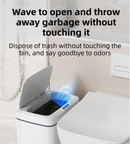 White Intelligent Dual-Sensor Trash Can (Hand-Wave & Knee-Bend) - Slim-Fit Touchless Rechargeable Bin for Bathroom & Kitchen