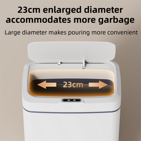White Intelligent Dual-Sensor Trash Can (Hand-Wave & Knee-Bend) - Slim-Fit Touchless Rechargeable Bin for Bathroom & Kitchen