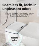 White Intelligent Dual-Sensor Trash Can (Hand-Wave & Knee-Bend) - Slim-Fit Touchless Rechargeable Bin for Bathroom & Kitchen