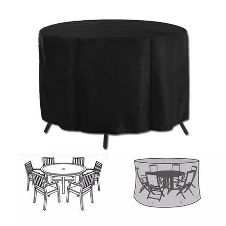 Heavy Duty Oxford Outdoor Furniture Protector Set - Waterproof & Dustproof Round Dining Table(230x110cm) and Lounge Chair Cover(64x64x70x120cm) Bundle