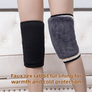 Windproof Thermal Rider Protection Set - 2 Pack Faux Rabbit Fur Knee Braces & Grey Fleece Balaclava Hood Outdoor Sports Warmth Bundle