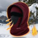 Windproof Thermal Rider Protection Set - 2 Pack Faux Rabbit Fur Knee Braces & Wine Red Fleece Balaclava Hood Outdoor Sports Warmth Bundle