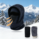 Windproof Thermal Rider Protection Set - 2 Pack Faux Rabbit Fur Knee Braces & Dark Blue Fleece Balaclava Hood Outdoor Sports Warmth Bundle