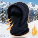 Windproof Thermal Rider Protection Set - 2 Pack Faux Rabbit Fur Knee Braces & Dark Blue Fleece Balaclava Hood Outdoor Sports Warmth Bundle
