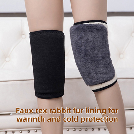 Windproof Thermal Rider Protection Set - 2 Pack Faux Rabbit Fur Knee Braces & Dark Blue Fleece Balaclava Hood Outdoor Sports Warmth Bundle