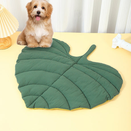 Green Heart-Leaf Decorative Pet Mat (66 x 63 CM) - Reversible Thickened All-Season Botanical Floor Pad for Pets & Humans