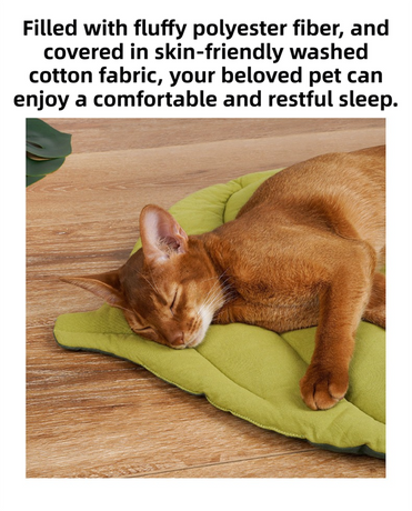 Green Heart-Leaf Decorative Pet Mat (66 x 63 CM) - Reversible Thickened All-Season Botanical Floor Pad for Pets & Humans