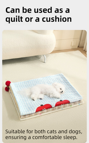Plaid Puppy Premium Soft Fleece Dog Bed Quilt & Pillow Set (XL Size 100 x 70 CM) - All-Season Reversible Warm Cat Nap Pad