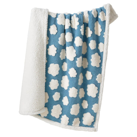 75 x 100 CM Waterproof Soft Sherpa Fleece Pet Blanket (Blue Sky & Clouds) - Reversible Thickened Furniture Protector for Dogs & Cats
