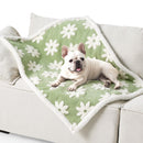 100 x 130 CM Waterproof Soft Sherpa Fleece Pet Blanket (Green Floral) - Reversible Thickened Furniture Protector for Dogs & Cats