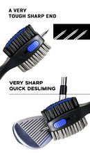 Black Premium Golf Club Cleaning Brush Extra Large Head Dual Bristles Retractable Zip Line & Groove Cleaner Spike Anti-Slip Ergonomic Grip 29cm