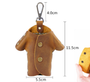 Black Genuine Crazy Horse Leather Key Case Creative Jacket Shape Holder Vintage Cowhide Pouch for Car Fob & House Keys Brown