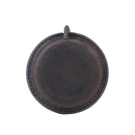 Coffee Handmade Crazy Horse Leather Retractable Tape Measure Keychain Dual Sided Scale 150cm/60