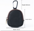 Green Genuine Crazy Horse Leather Mini Coin Purse Zipper Shell Pouch Small Earphone Case Key Holder with Carabiner Clip 8.5cm for Travel