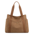 Coffee Women's Large Canvas Tote Bag Minimalist Shoulder Handbag High Capacity 39cm for Work School & Travel