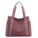 Purple Women's Large Canvas Tote Bag Minimalist Shoulder Handbag High Capacity 39cm for Work School & Travel