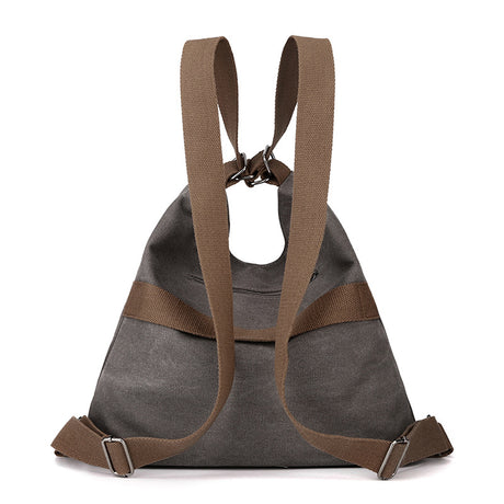 Khaki Versatile 3-in-1 Canvas Backpack and Shoulder Bag Large Capacity Handbag for Women Ideal for Travel School and Everyday Use