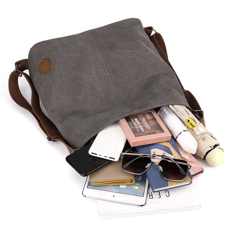 Khaki Versatile 3-in-1 Canvas Backpack and Shoulder Bag Large Capacity Handbag for Women Ideal for Travel School and Everyday Use