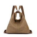 Coffee Versatile 3-in-1 Canvas Backpack and Shoulder Bag Large Capacity Handbag for Women Ideal for Travel School and Everyday Use