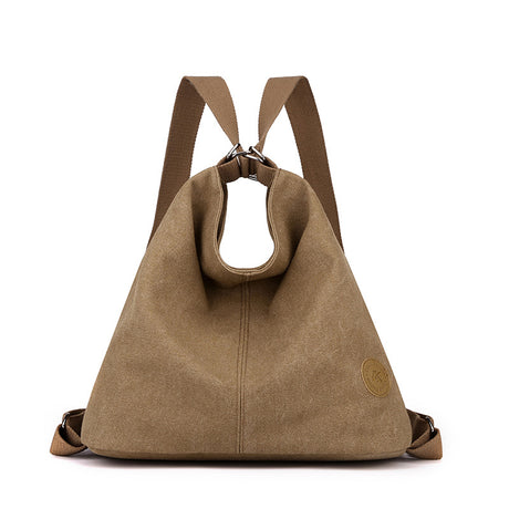 Coffee Versatile 3-in-1 Canvas Backpack and Shoulder Bag Large Capacity Handbag for Women Ideal for Travel School and Everyday Use