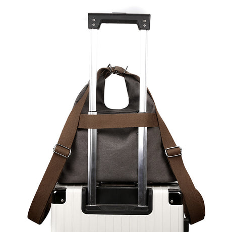 Coffee Versatile 3-in-1 Canvas Backpack and Shoulder Bag Large Capacity Handbag for Women Ideal for Travel School and Everyday Use