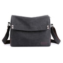 Black Men's Large Capacity Canvas Messenger Bag Lightweight Multi-Pocket Crossbody Shoulder Bag for Work Casual Travel iPad Compatible