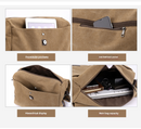 Brown Men's Large Capacity Canvas Messenger Bag Lightweight Multi-Pocket Crossbody Shoulder Bag for Work Casual Travel iPad Compatible