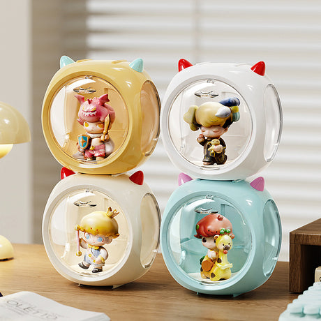 Yellow Cute Magnetic Display Case - Dustproof 'Space Capsule' Box for Figures & Collectibles