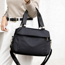 Black Women's Large Capacity Water-Resistant Nylon Handbag Multi-Compartment Crossbody Shoulder Bag for Work Travel and Daily Use 30cm