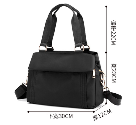 Brown Women's Large Capacity Water-Resistant Nylon Handbag Multi-Compartment Crossbody Shoulder Bag for Work Travel and Daily Use 30cm