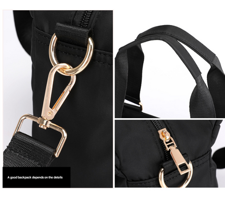 Grey Women's Large Capacity Water-Resistant Nylon Handbag Multi-Compartment Crossbody Shoulder Bag for Work Travel and Daily Use 30cm
