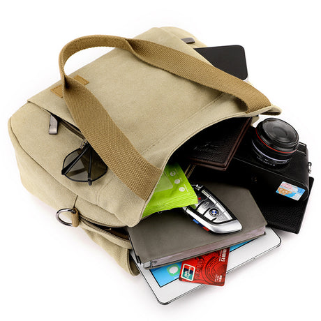 Grey Multi-functional Large Capacity Canvas Tote Bag - Versatile 3-Way Adjustable Shoulder and Crossbody Handbag for Work, Travel, and Daily Use