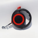 Black-red Heavy Duty Retractable Dog Leash with Ergonomic Wide Handle - Automatic Tangle-Free Extending Lead for Large and Medium Dogs - Carbon Fiber Texture