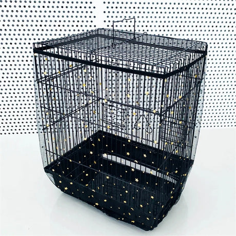 XL Black Star【Height 37, Circumference 220】 Large Bird Cage Seed Catcher Net Cover - Adjustable Mesh Guard Splash-Proof Dust Cover for Indoor Outdoor Cages